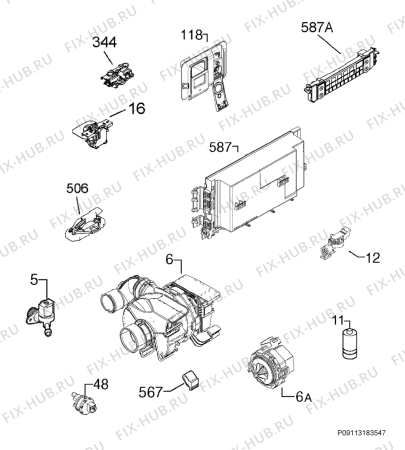 Взрыв-схема посудомоечной машины John Lewis JLDWS1229 - Схема узла Electrical equipment 268